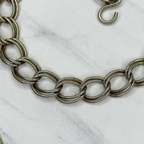 Gold Tone Textured Chain Link Belt Double Hook One Size Y2K ✨ - Picture 9 of 10